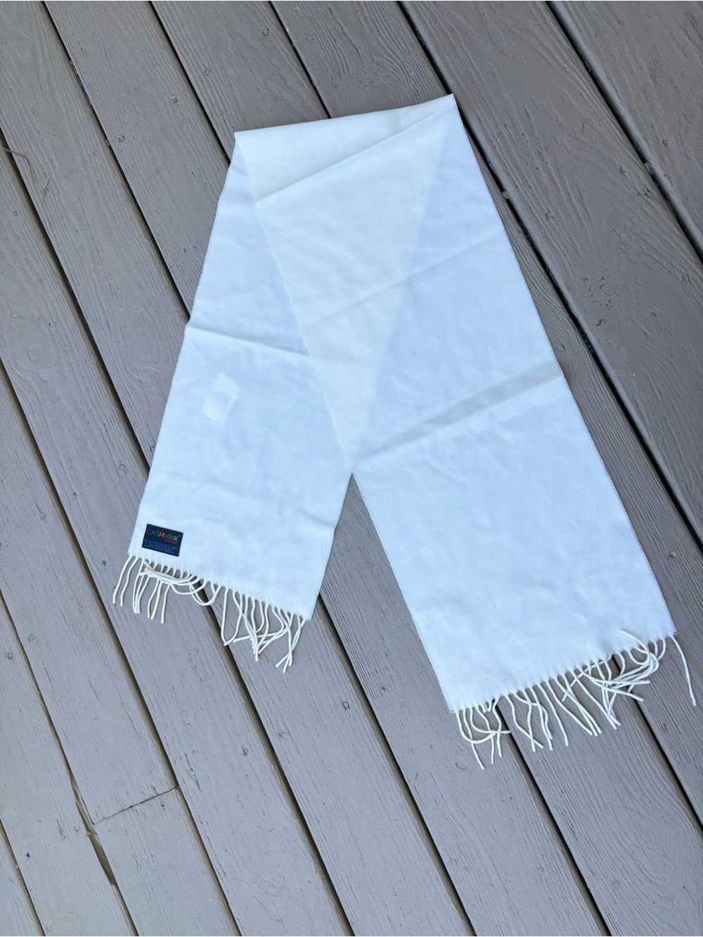 NWT V.FRAAS White Fringe Wrap Scarf, Size: 54”L x 10”W